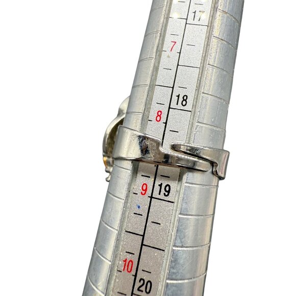 Garnet & Faux Ruby Silver-Plated Cocktail Ring Size 8 Adjustable - Picture 5 of 5